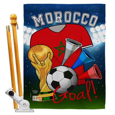 World Cup Morocco Flags Moroccan Banner Room Wall Art Flag Poles For Outside House Patio Porch Lawn Garden Stand Tapestry Yard Signs FIFA Gifts Sports Fan Trophy Soccer Game Football Made In USA