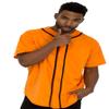WEIV GEAR Mens Baseball Jersey  Button Down Short Sleeve T-Shirts Active Team Sports Uniforms Plain Tee Hipster Top STS0171 ORGBLK XL view 1