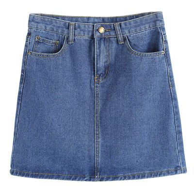ebossy Women's Casual Short Denim Skirt (Large, Blue)