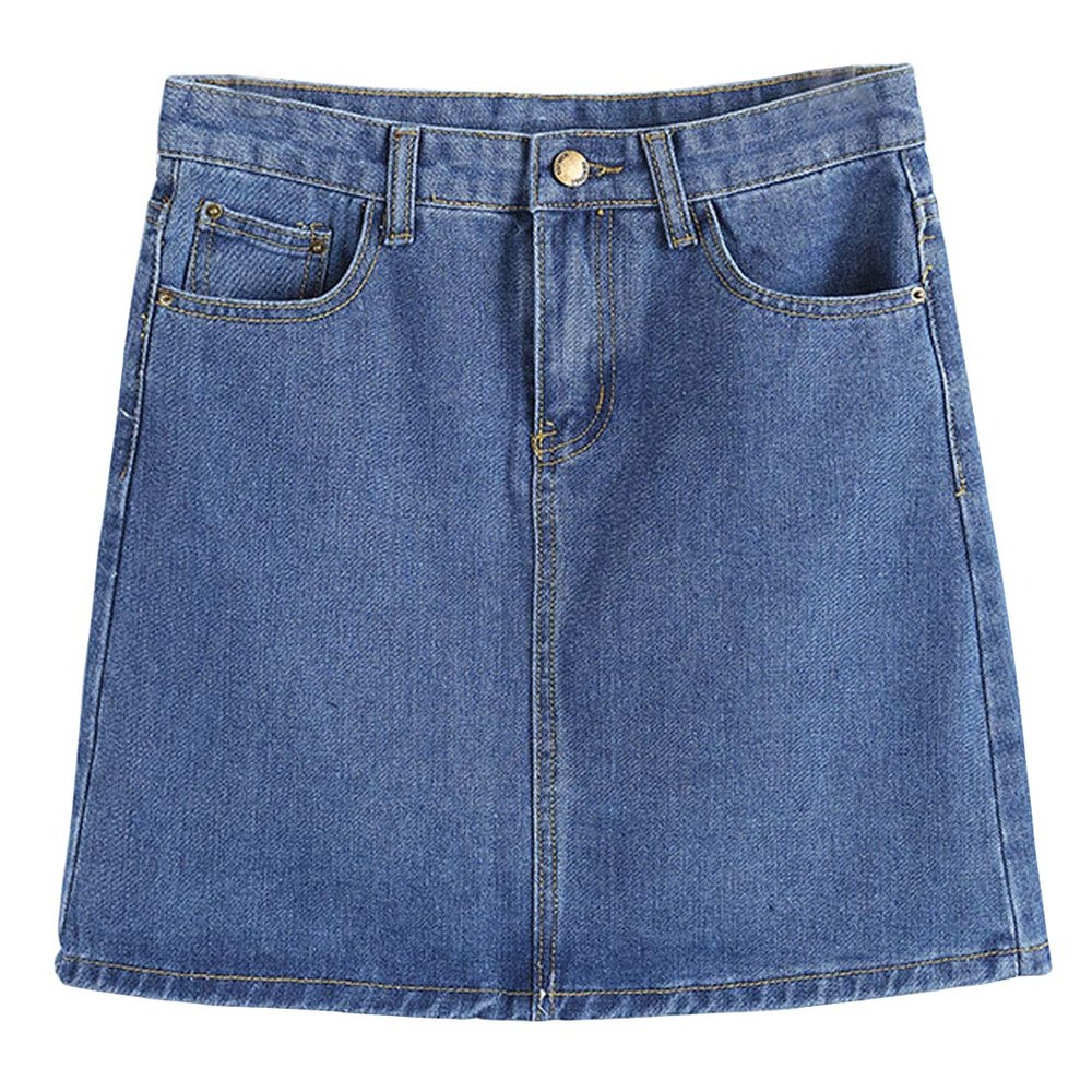 ebossy Women's Casual Short Denim Skirt (Large, Blue)