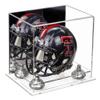 Better Display Cases Acrylic Mini - Miniature Football Helmet (not Full Size) Display Case with Mirror, Silver Risers and Clear Base (A003-SR) view 1