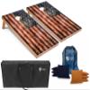 Tailgating Pros Rustic American Flag Cornhole Boards w/Bean Bags - 4'x2' Distressed Flag Cornhole Game w/Carrying Case & Corn Hole Bags view 1