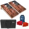 Tailgating Pros Rustic American Flag Cornhole Boards w/Bean Bags - 4'x2' Distressed Flag Cornhole Game w/Carrying Case & Corn Hole Bags view 1