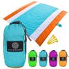 ECCOSOPHY Sandproof Beach Blanket - Oversized Sand Free Beach Mat 9'x10' - Lightweight Outdoor Picnic Blanket Anchored with 4 Corner Sand Pockets & Plastic Stakes - Heat Proof, Quick Drying & Compact view 1