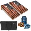 Tailgating Pros Rustic American Flag Cornhole Boards w/Bean Bags - 4'x2' Distressed Flag Cornhole Game w/Carrying Case & Corn Hole Bags view 1