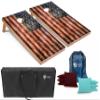 Tailgating Pros Rustic American Flag Cornhole Boards w/Bean Bags - 4'x2' Distressed Flag Cornhole Game w/Carrying Case & Corn Hole Bags view 1