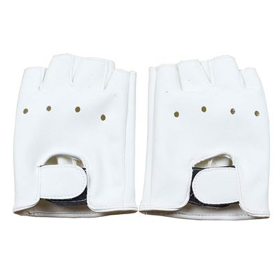 Long Keeper 4-11 Y Kids PU Leather Fingerless Gloves for Boys Girls Outdoor Sports Gloves (White)