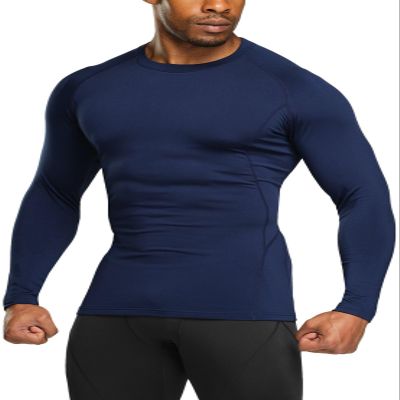 TSLA Men's Thermal Long Sleeve Compression Shirts, Athletic Base Layer Top, Winter Gear Running T-Shirt, Heatlock Round Neck Navy, X-Large