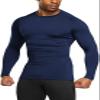 TSLA Men's Thermal Long Sleeve Compression Shirts, Athletic Base Layer Top, Winter Gear Running T-Shirt, Heatlock Round Neck Navy, X-Large view 1