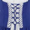 Grebrafan Women Renaissance Costumes Gothic Gown Chemise Peasant Medieval Long Dress (Large, Royal Blue) view 4