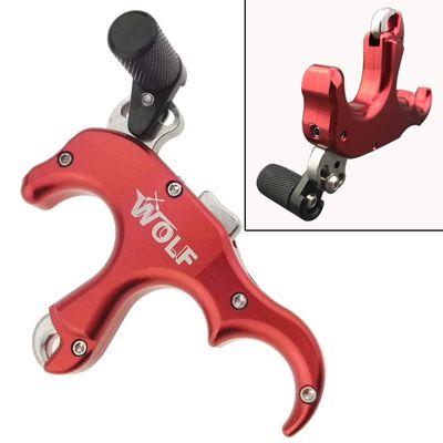 Archery Release Aids 3 Fingers Thumb Release Automatic Thumb Caliper Trigger for Compound Bow Hunting Shooting (Red)
