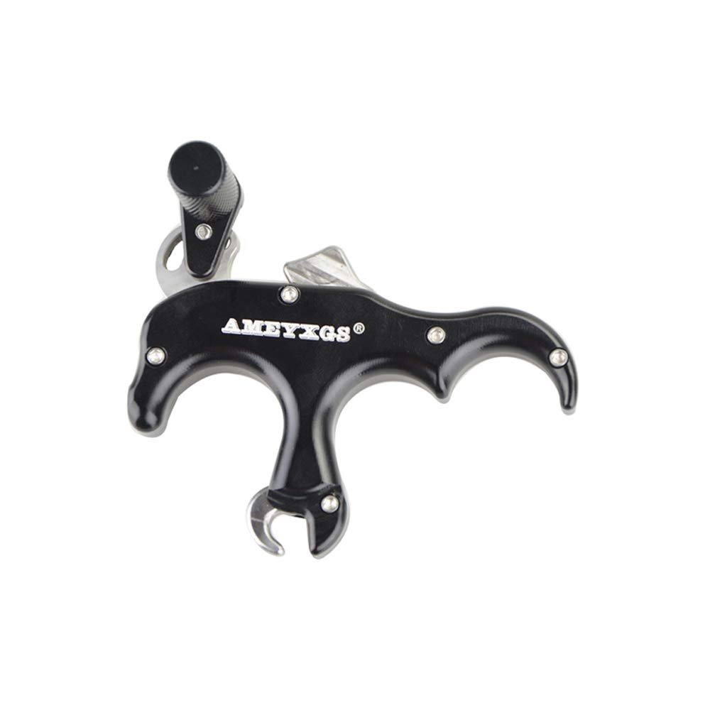 SHARROW Archery 3 Finger Release Thumb Trigger Automatic Compound Bow Release Aids Bow Aluminum Alloy Archery Thumb Trigger (Black)