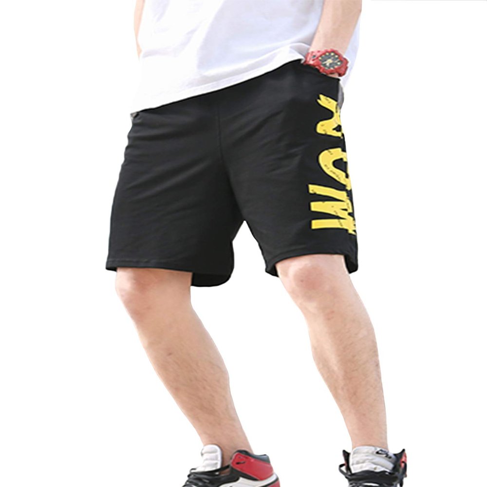 Letuwj Men's Beach Running Workout Training Shorts Black XXL