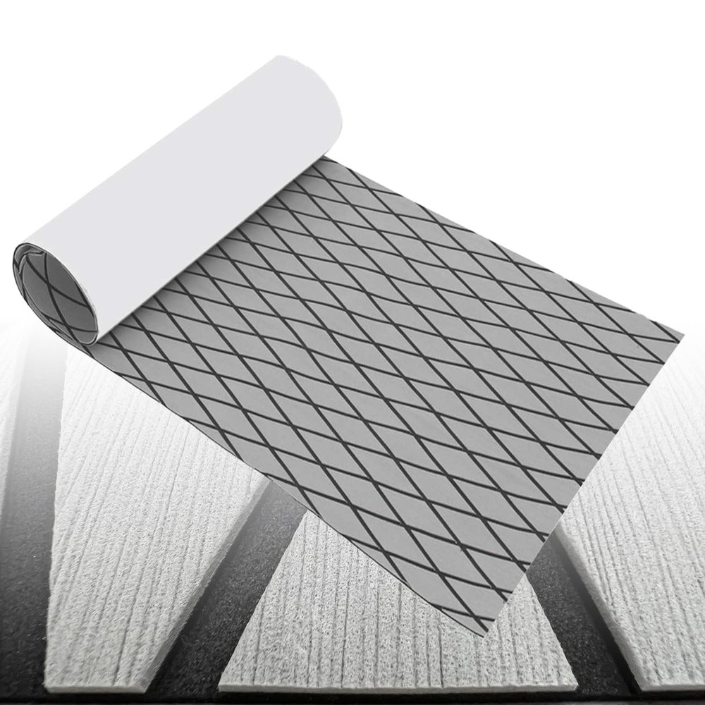 CHURERSHINING Boat Flooring Mat EVA Foam Boat Decking Marine Carpet Faux Teak Sea Decking Sheet Non-Slip Self-Adhesive Flooring Material for Pontoon Yacht Surfboard Swim Platform RV Floor 74.8"27.5"