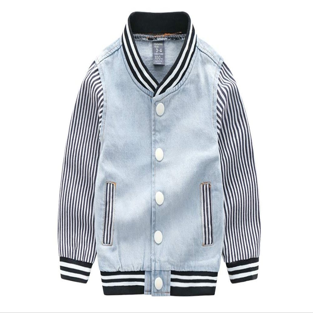 Kids Winter Coat for Baby Boy Striped Denim Jacket Winter Coat for Baby Girl (4T)