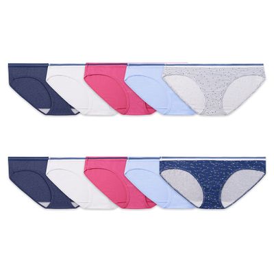 Fruit of The Loom Women's Underwear Cotton Hipster Panty Multipack