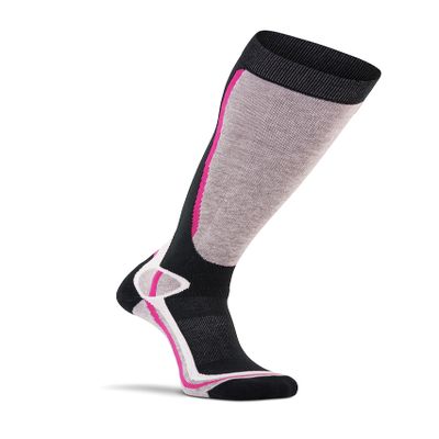 Fox River Women's Ski Socks | Taos | Lightweight Comfort with URfit & Wick Dry Technology | Over The Calf, White/Black, Large