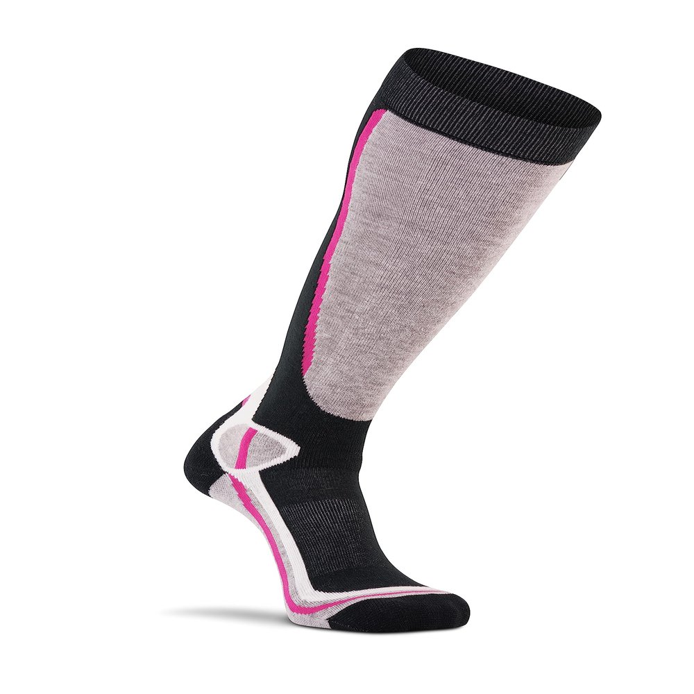 Fox River Women's Ski Socks | Taos | Lightweight Comfort with URfit & Wick Dry Technology | Over The Calf, White/Black, Large