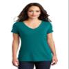 District Women's Perfect Tri V-Neck Tee. DM1350L 3XL Heathered Teal view 2