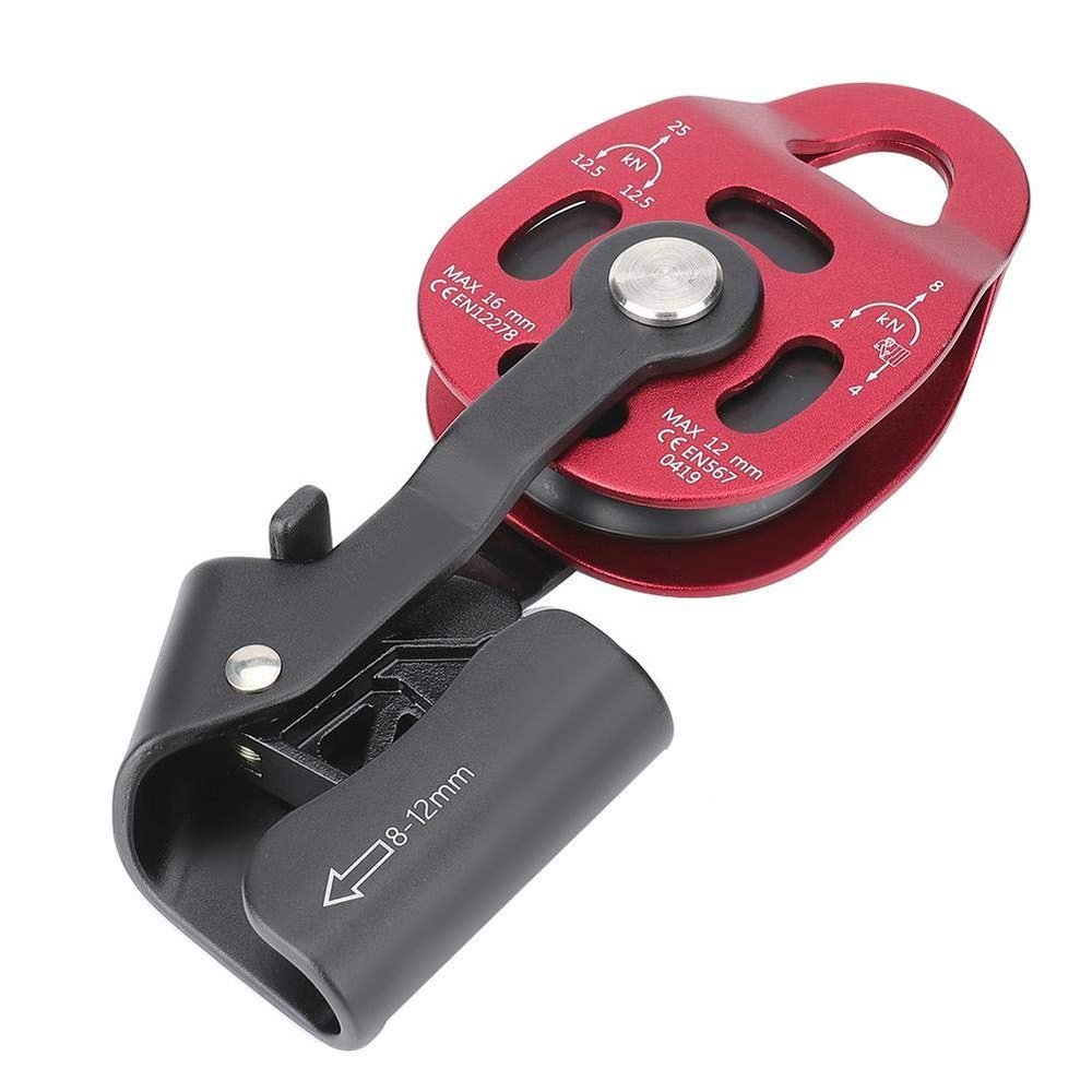 Alomejor 25KN Climbing Pulley Outdoor Rope Pulleys 7075 Aviation Aluminum Heavy Duty Rock Pulleys of Single Swivel Climbing/Aloft Work/Rescue/Rappelling/Etc