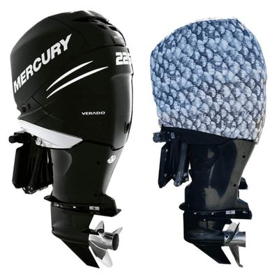 OUTERENVY Outboard Motor Cover for Mercury Verado 6-Cylinder Supercharged [225 HP to 400R HP], Grey Fish Scales | 101C