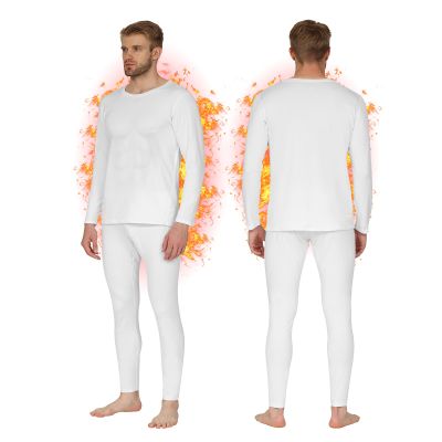 HEROBIKER Men Thermal Underwear Set Winter Skiing Warm Top & Bottom Thermal Long Johns (White, X-Large)