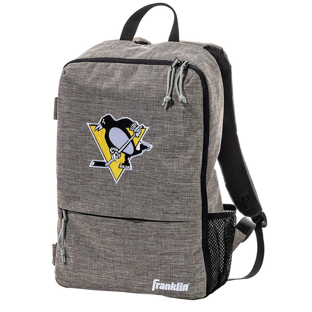 Franklin Sports Pittsburgh Penguins Street Pack Backpack - Team Logo Hockey Bag with Hockey Stick Holder - NHL Official Licensed Product