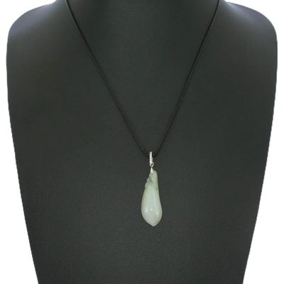 1.3" China Certified Grade A Nature Hisui Jadeite Jade Nice Magnolia Hand Carved Neckalce Pendants (S925) 8829