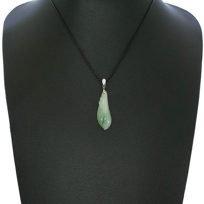 1.2" China Certified Grade A Nature Hisui Jadeite Jade Nice Magnolia Hand Carved Neckalce Pendants (S925) 8824