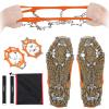 Crampons 19 Spikes with Stainless Steel Chain Ice Snow Grips Traction Cleats System Safe Protect for Walking, Jogging, Climbing, Hiking on Snow and Ice, Boots Chains for Women Men (Orange, Medium) view 2