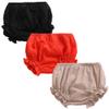 3PC Shorts Set Newborn Baby Girls Boys Pants Cotton Linen Blend Cute Floral Bloomer Triangle Shorts Diaper Cover (A Black+red+Khaki,12-24 Months) view 1