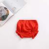 3PC Shorts Set Newborn Baby Girls Boys Pants Cotton Linen Blend Cute Floral Bloomer Triangle Shorts Diaper Cover (A Black+red+Khaki,12-24 Months) view 2