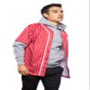 Men's Hipster Hip Hop Button Down Pin Striped Baseball Jersey Short Sleeve Shirt BJ44 - Red - 4X-Large view 2