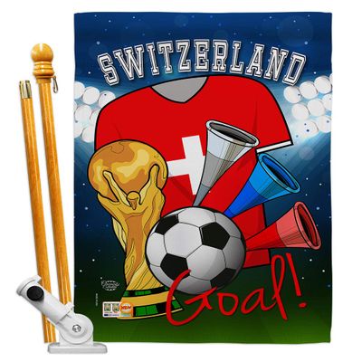 World Cup Switzerland Flags Swiss Banner Room Wall Art Flag Poles For Outside House Patio Porch Lawn Garden Stand Tapestry Yard Signs FIFA Gifts Sports Fan Trophy Soccer Game Football Made In USA