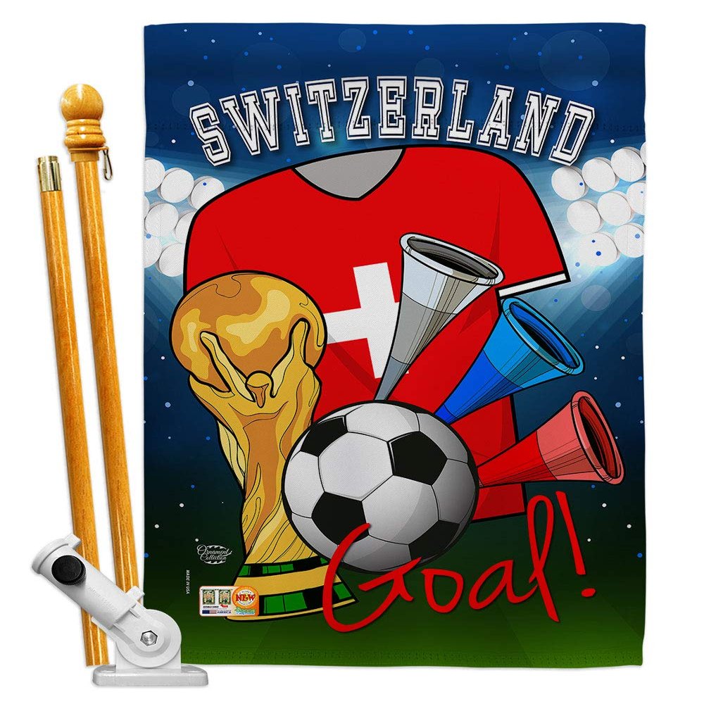 World Cup Switzerland Flags Swiss Banner Room Wall Art Flag Poles For Outside House Patio Porch Lawn Garden Stand Tapestry Yard Signs FIFA Gifts Sports Fan Trophy Soccer Game Football Made In USA