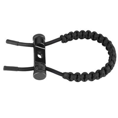 Bow Wrist Sling, 1Pc Archery Adjustable Compound Wrist Rope Leather Braided Cord Rope Hunting Accessory (Black)
