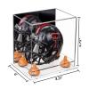 Better Display Cases Acrylic Mini - Miniature Football Helmet (not Full Size) Display Case with Mirror, Orange Risers and Clear Base (A003-OR) view 2