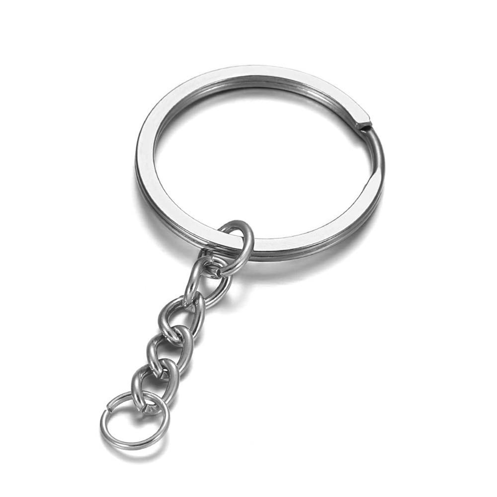 AKOAK 100 Pcs DIY Iron Keyring with Chain, Women's and Men's DIY Keychain Accessories 25mm