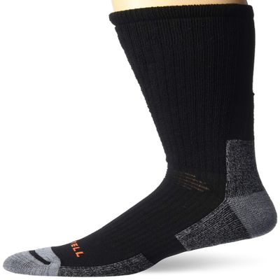 Merrell mens 1 Pack Elite Tactical Crew Hiking Socks, Black, Large-X-Large US
