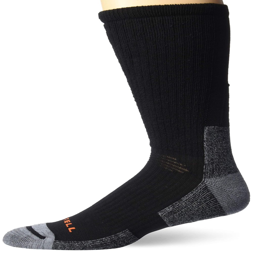 Merrell mens 1 Pack Elite Tactical Crew Hiking Socks, Black, Large-X-Large US