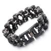 Large Heavy Titanium Chain Bike Bicycle Bracelet Men's Jewelry Brush Black Stainless Steel Motorcycle Biker Bracelet 12/18/22mm (22MM Width 20.5CM Long) view 2