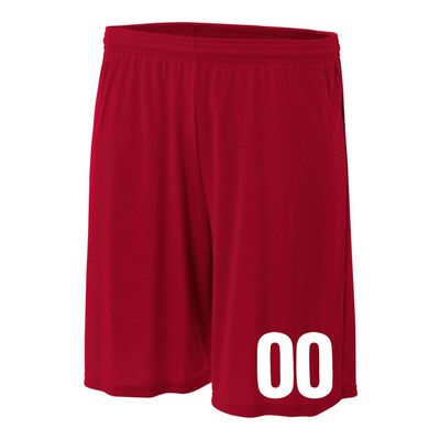 Add-On Performance Soccer Shorts with Free Numbers Youth Medium in Cardinal Red