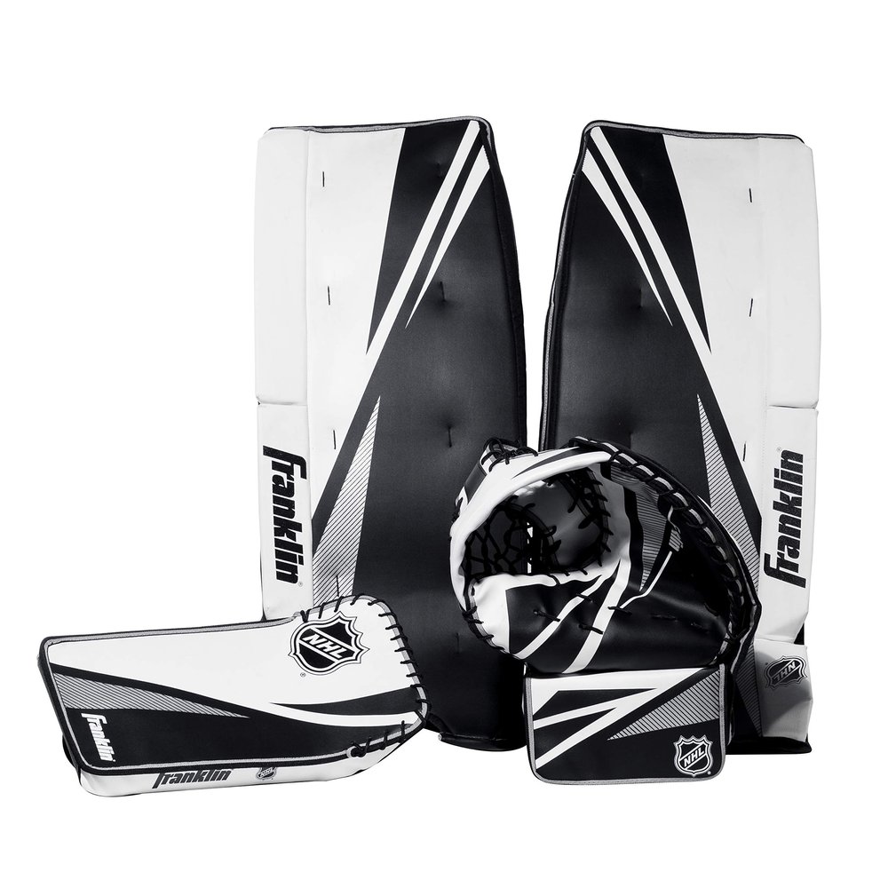 Franklin Sports Street Hockey Goalie Set - Leg Pads - Catch Glove - Blocker - Premium Durability - Officially Licensed NHL Product