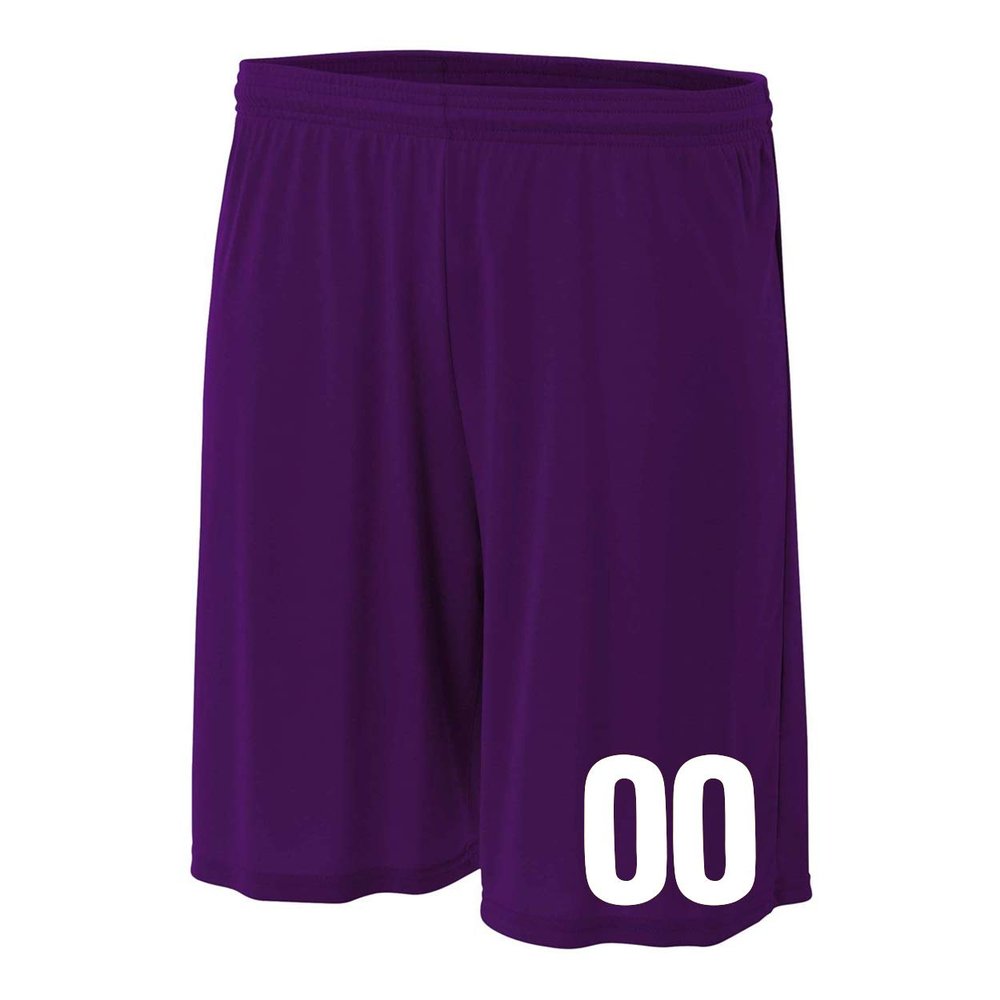 Add-On Performance Soccer Shorts with Free Numbers Youth Medium in Purple