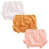 3PC Shorts Set Newborn Baby Girls Boys Pants Cotton Linen Blend Cute Floral Bloomer Triangle Diaper Cover Shorts (A White+Yellow+Pink,12-24 Months) view 1