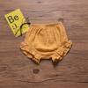 3PC Shorts Set Newborn Baby Girls Boys Pants Cotton Linen Blend Cute Floral Bloomer Triangle Pants Infant Diaper Cover (B Coffe+Yellow+Khaki,2-3 Years) view 2