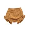 3PC Shorts Set Newborn Baby Girls Boys Pants Cotton Linen Blend Cute Floral Bloomer Triangle Pants Infant Diaper Cover (B Coffe+Yellow+Khaki,2-3 Years) view 4