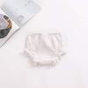 3PC Shorts Set Newborn Baby Girls Boys Bloomer Pants Cotton Linen Blend Cute Floral Triangle Shorts Diaper Cover (A White+Black+Khaki,12-24 Months) view 2