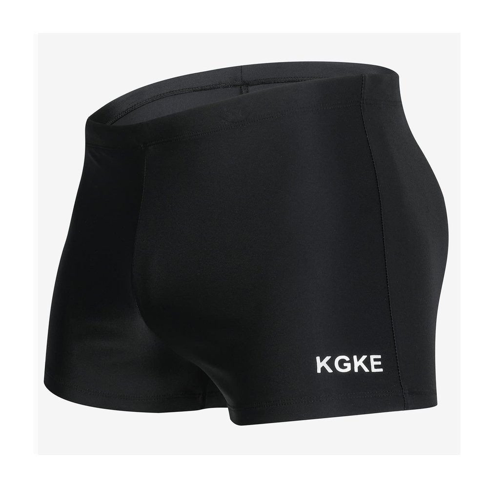 K898 Men's Square Leg Swimming Jammer Shorts UPF50+,Men Swimsuit Swim Jammers Fabric Shape Retention (Black Shorts Square,M)