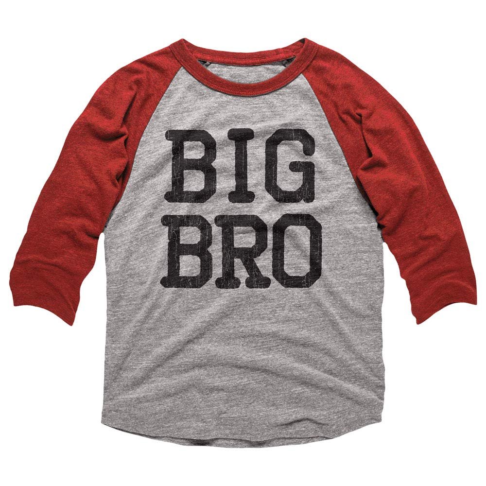 American Classics Big Brother 3/4 Sleeve Baseball Tee Shirt Big Bro Boy Gift Pregnancy Announcement Toddler Boy (Gray Heather/Vintage Red, 3T)